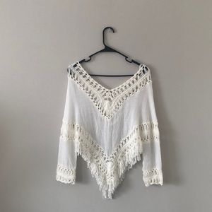 White Swim Cover up Top, Boho top